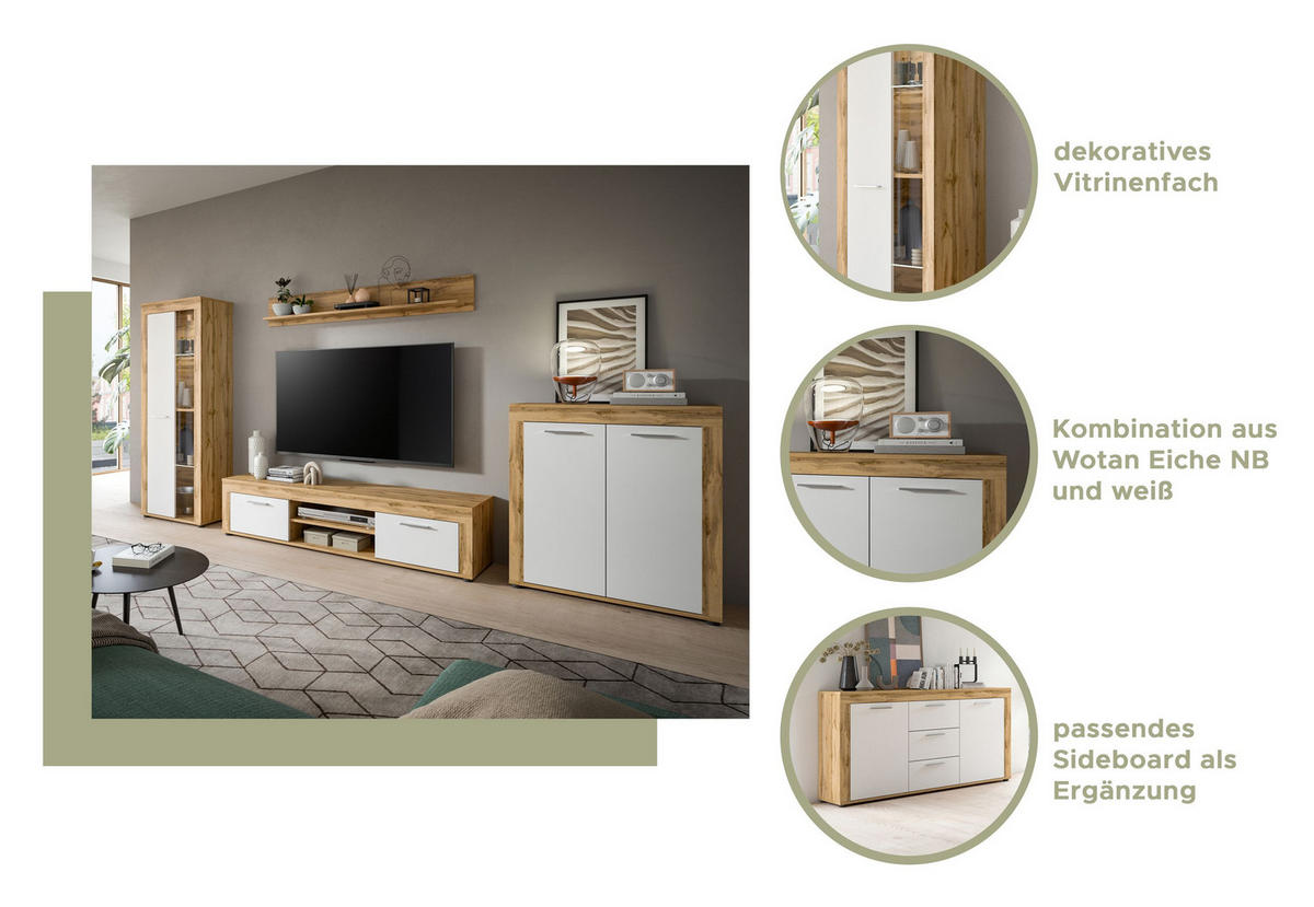 HIGHBOARD JAM (B/H/T: ca. 80/88/35 cm) in Wotan Eiche Nachbildung/weiß - Eiche Wotan, Holzwerkstoff (80/88/35cm)