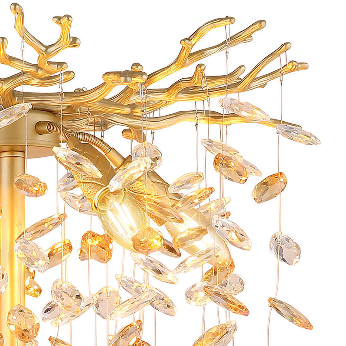 LED STEHLEUCHTE QUEENA, Metall, Gold, flexibler Arm - Goldfarben, Glas (46/46/155cm) - Globo Lighting
