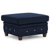 HOCKER Chesterfield Cleo Blink Marineblau Samt mit Kristallsteppung und braunen Massivholzfüßen - Blau/Braun, Holz/Textil (75/45/70cm) - S-Style Möbel