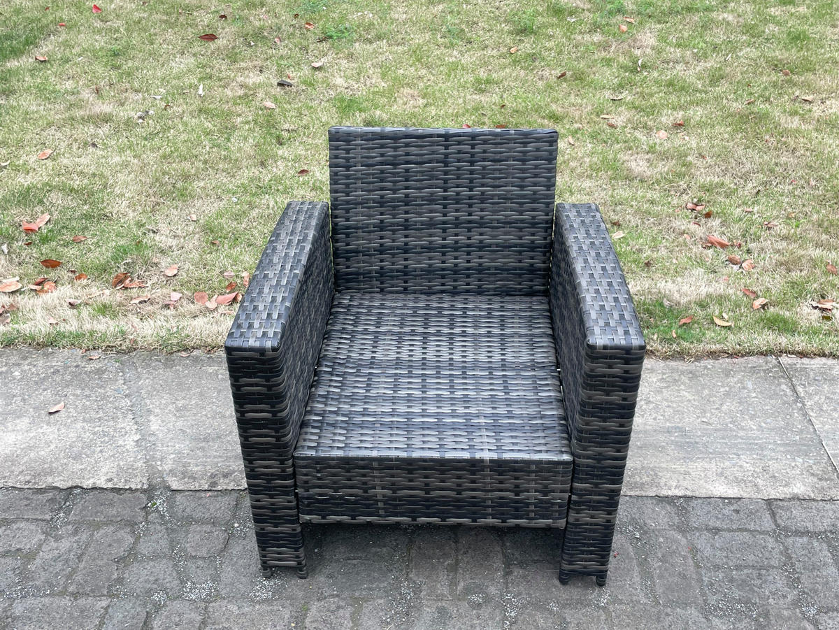 GARTENSOFA Polyrattan Dunkelgrau 1-Sitzer - Dunkelgrau, Metall (72/70/69cm) - Fimous