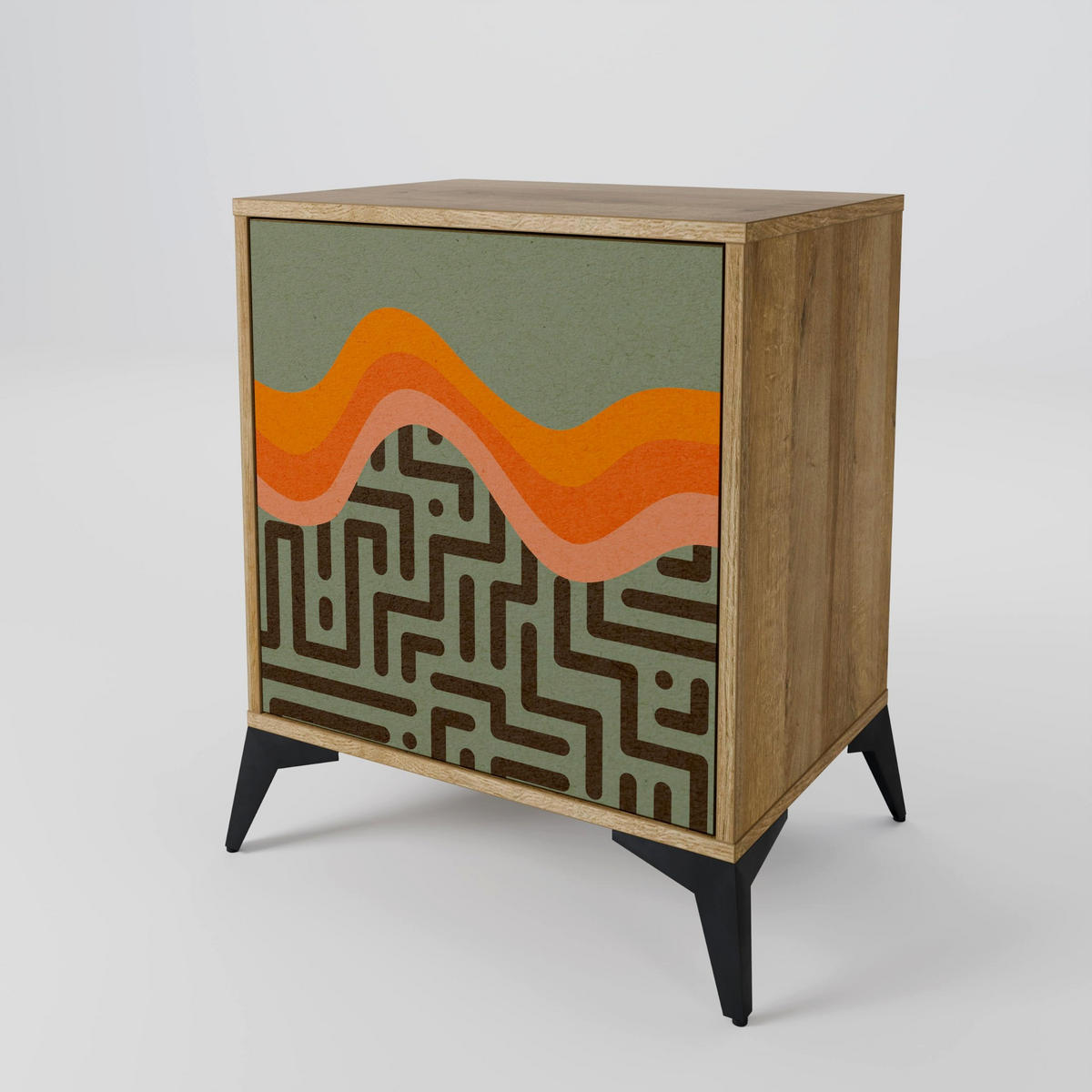 SIDEBOARD SIMPLE SOLUTIONS, Eichefarben, 57,5x42x77,5 cm, Schräge Buchenholzfüße - Eichefarben/Buchefarben, Holzwerkstoff/Buchenholz (57.5/77.5/42cm) - SpaceRebels