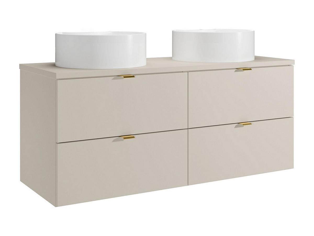 DOPPELWASCHTISCH - 120 cm x 46 cm - holz - beige Lavena - Weiß, Holz (120/50/46cm) - Vente-Unique