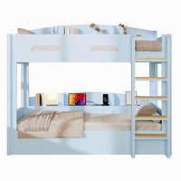 ETAGENBETT 90/200 cm in Hellblau mit USB-Steckdose und Ablagefächern - Blau, Holz (90/200cm) - Flora Grace