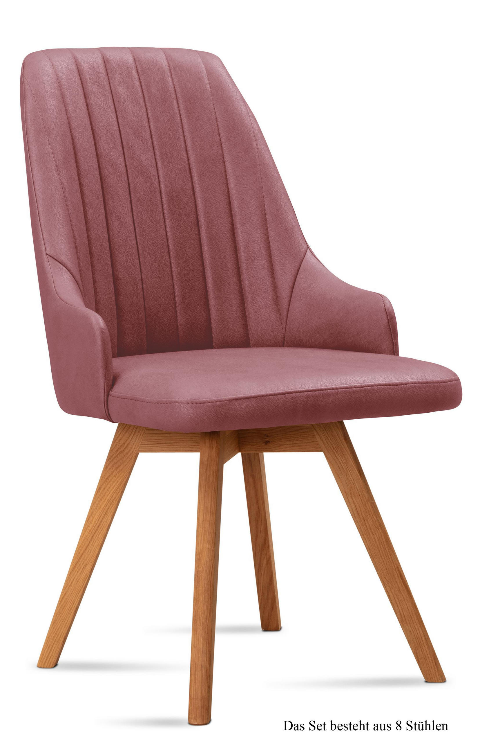 ESSZIMMERSTUHL (8er-Set) Domka 52x91x60 Eiche geölt/Rosewood - Eichefarben/Dunkelrosa, Kunststoff (60/91/52cm) - 58aufmkessel