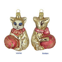 CHRISTBAUMSCHMUCK Kätzchen mit Ball messinggold 10 cm - Multicolor, Metall (0.1/10/0.1cm)