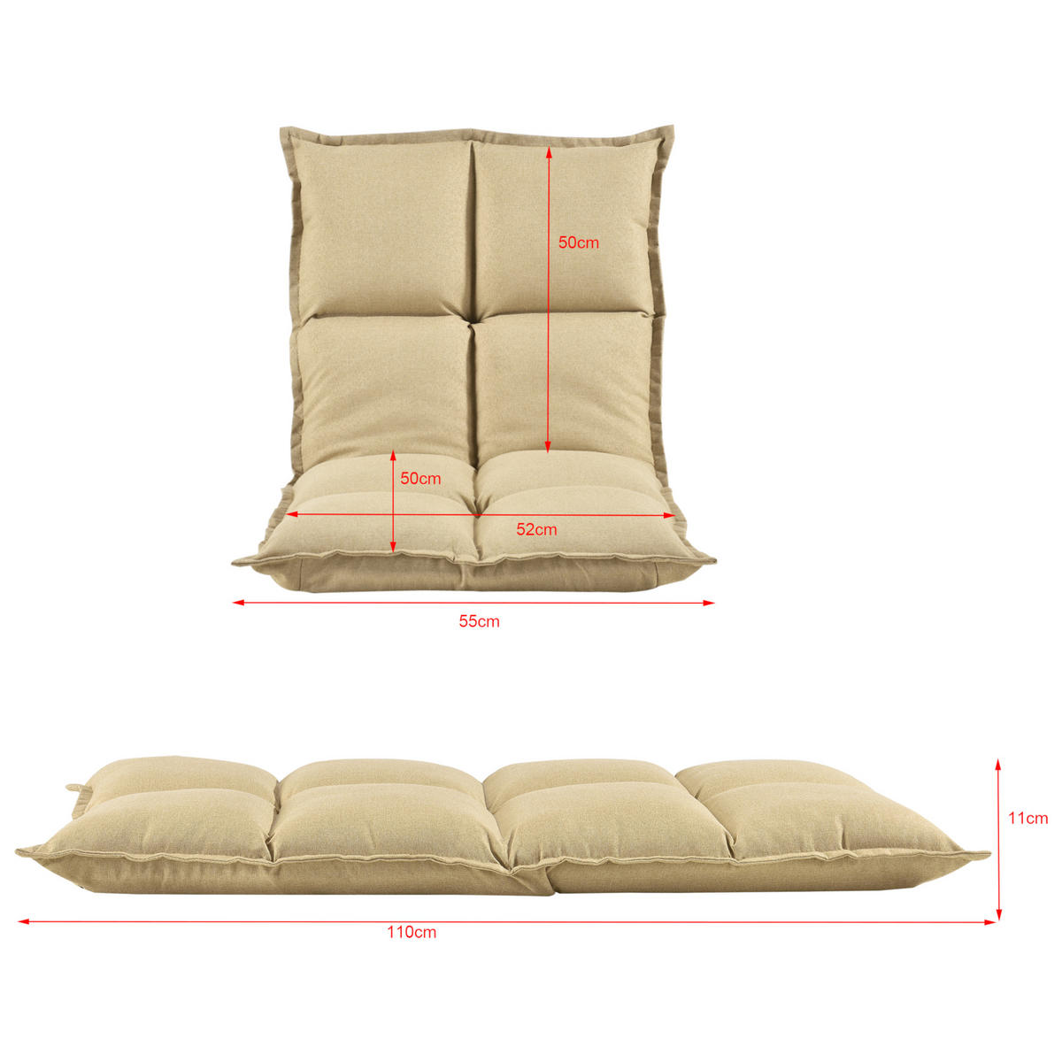 BODENSTUHL Jenö Textil Beige - Beige, Textil (110/11/55cm) - [en.casa]