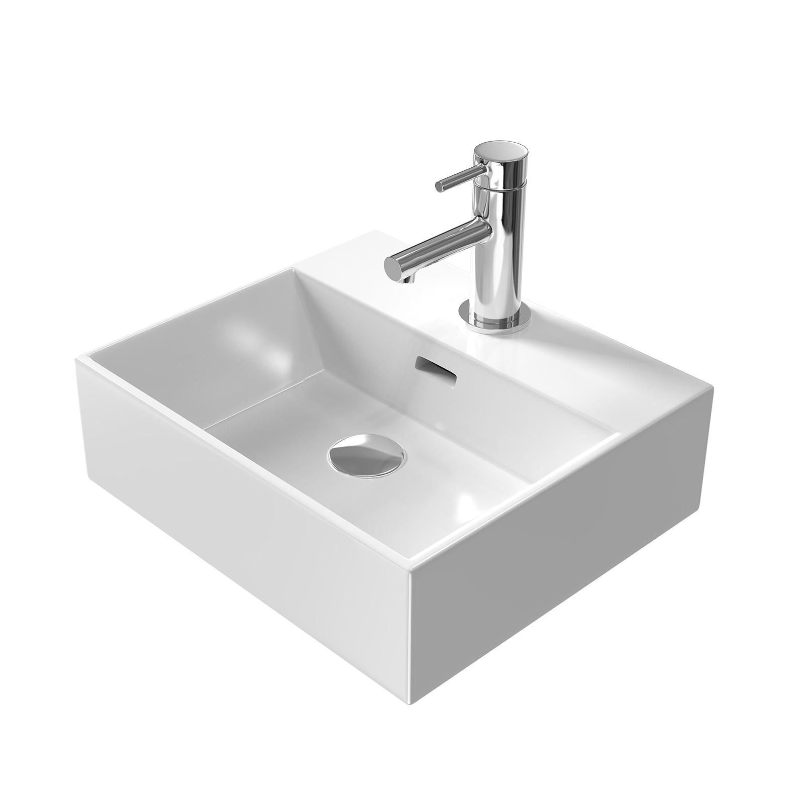 WASCHBECKEN mit Überlauf Weiß 41 / 36 / 13 cm - Weiß, Keramik (36/13/41cm) - EMKE