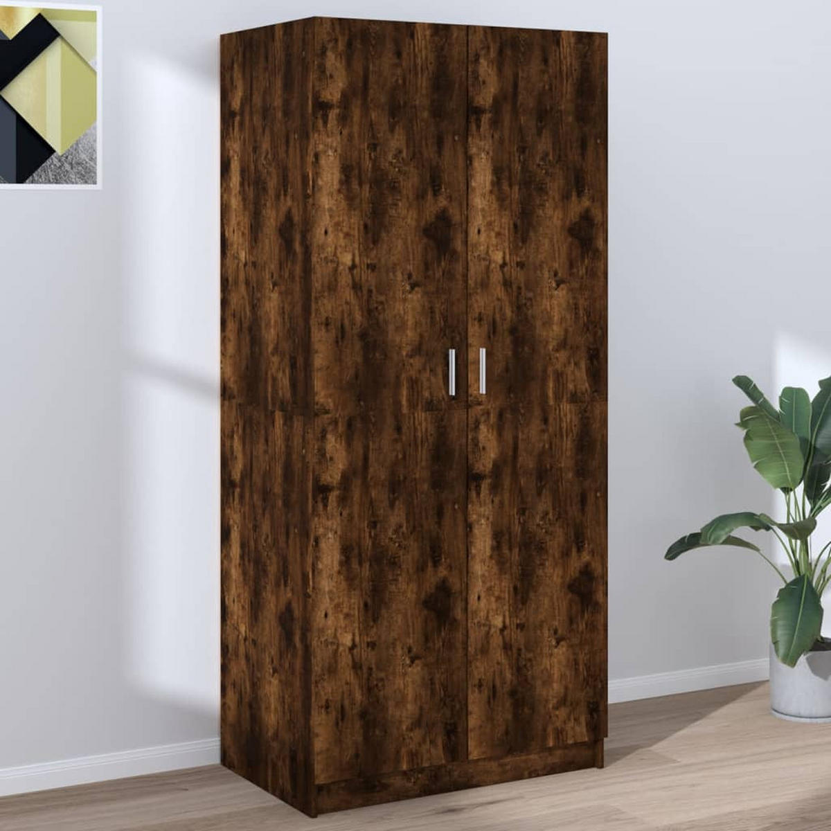 KLEIDERSCHRANK Räuchereiche 80x52x180 cm Holzwerkstoff - Braun, Holzwerkstoff (80/180/52cm) - furnicato