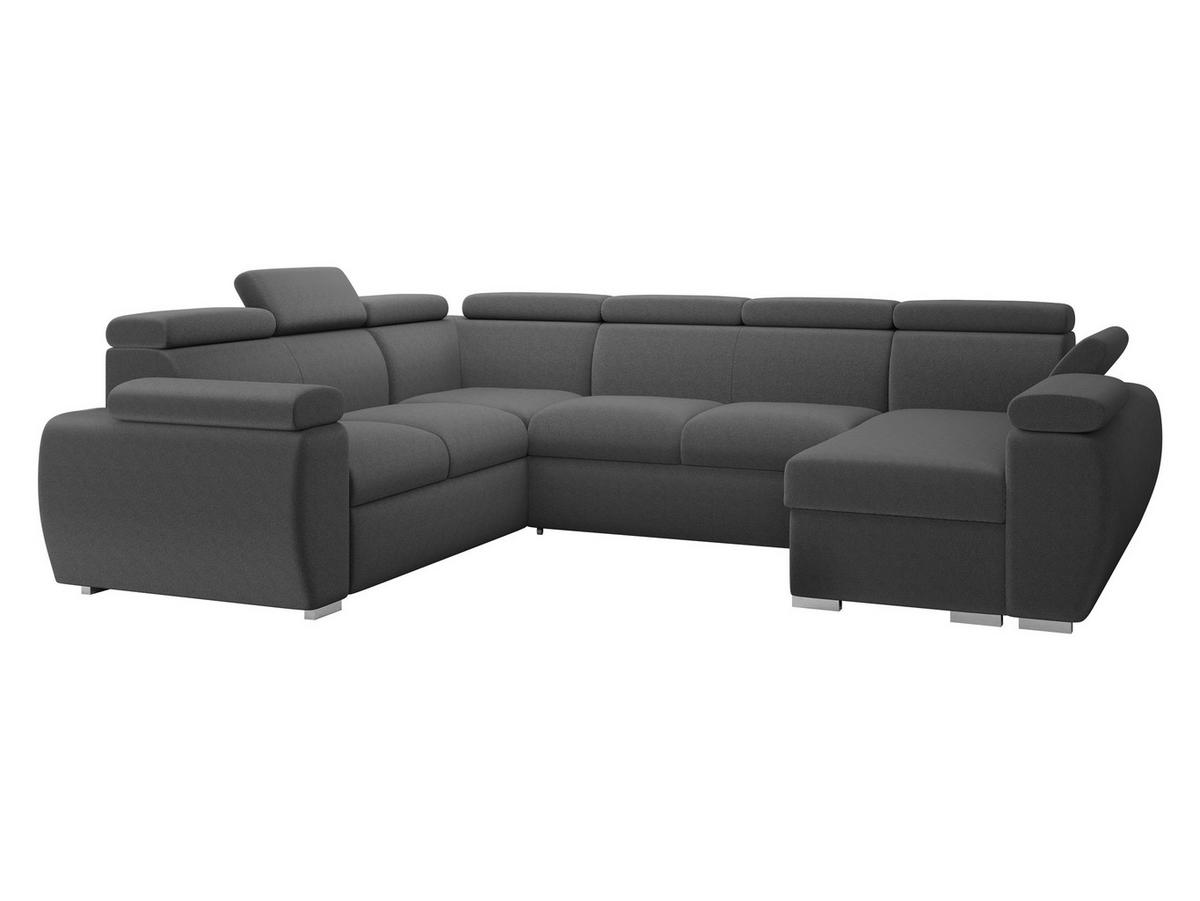 WOHNLANDSCHAFT Boston U, Seite: Rechts - 2R+R+2P+LC - Chromfarben/Grau, Holz/Textil (325/98/260cm) - MIRJAN24