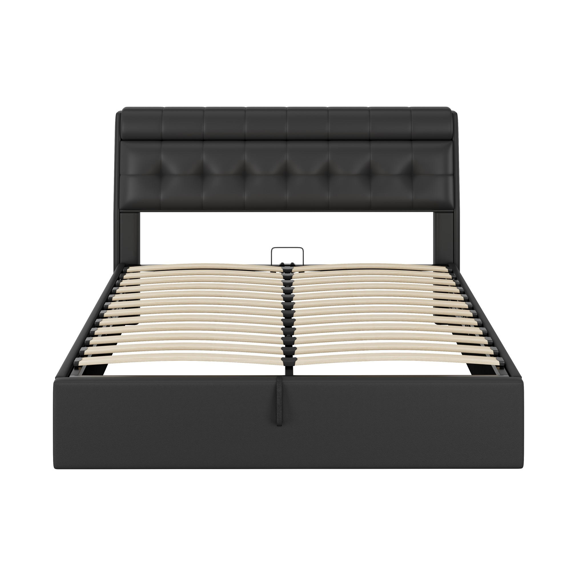 POLSTERBETT 160/200 cm in Schwarz PU mit Lattenrost - Schwarz, Holz/Textil (160/200cm) - KOMHTOM