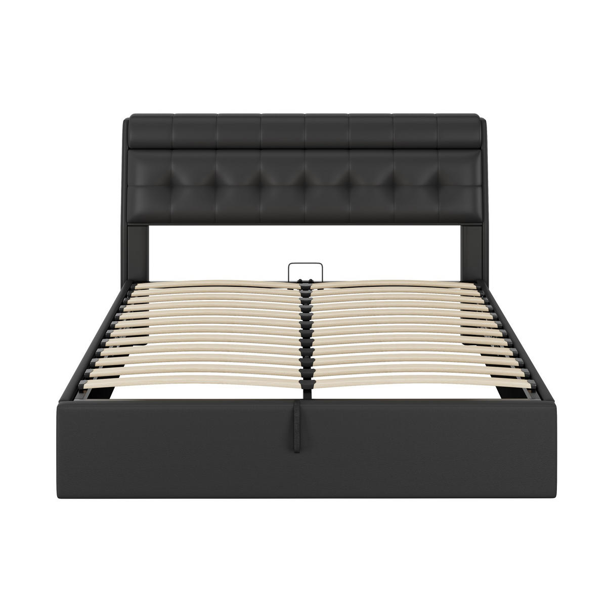 POLSTERBETT 160/200 cm in Schwarz PU mit Lattenrost - Schwarz, Holz/Textil (160/200cm) - KOMHTOM