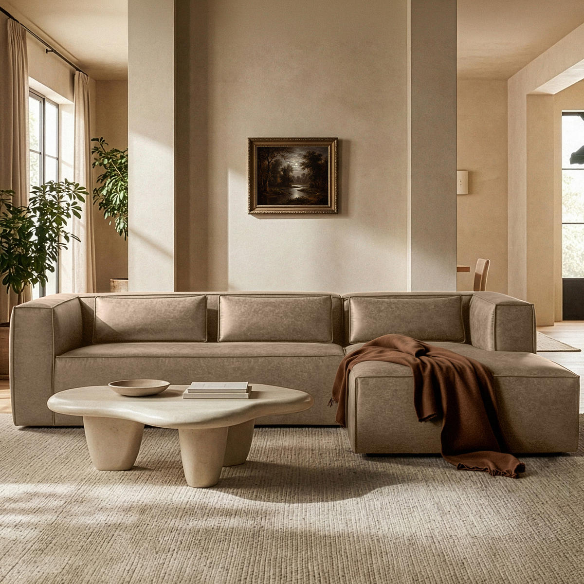 ECKSOFA RECHTS FEROX, Beige - Beige, Holz/Holzwerkstoff (300/175cm) - KONSIMO®