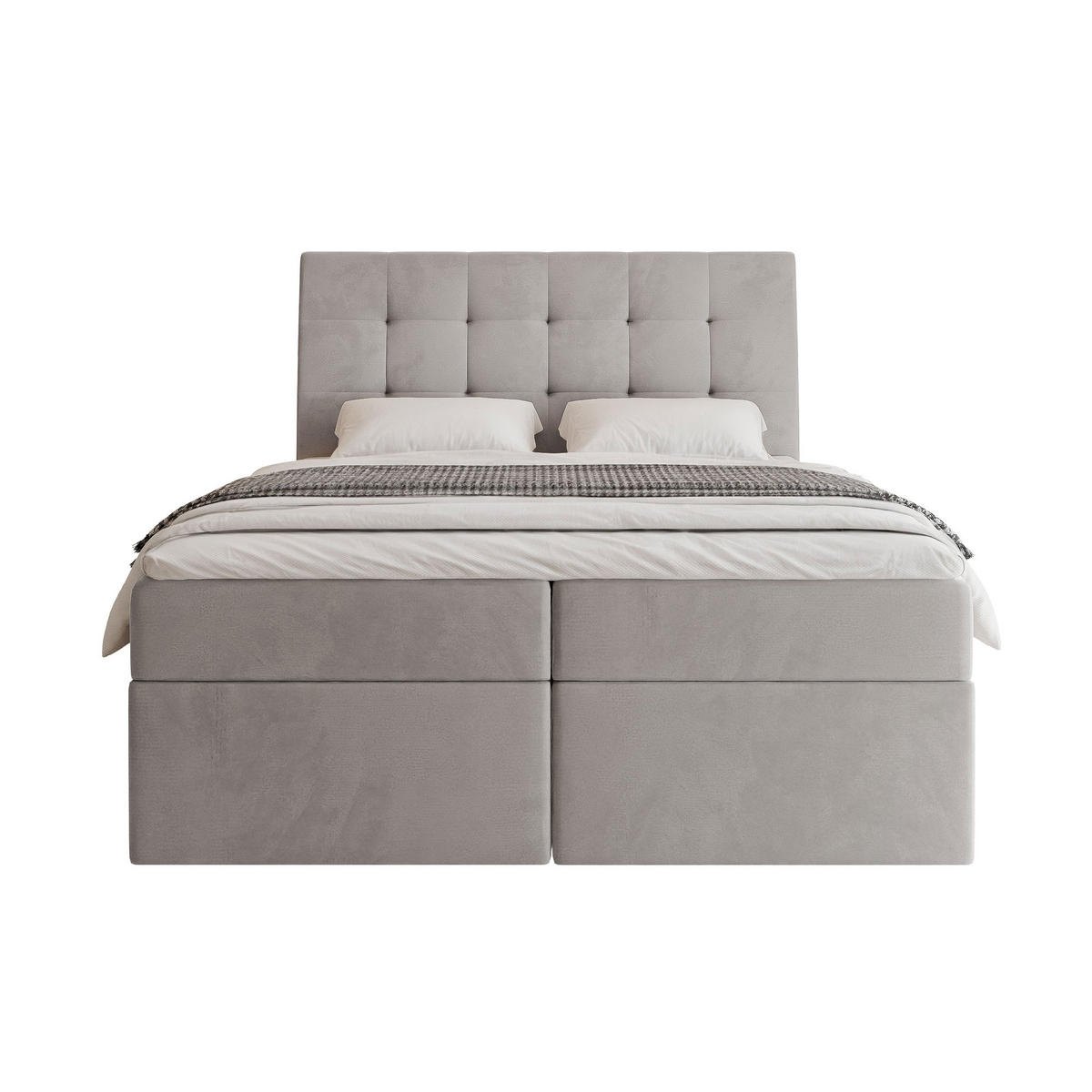 BOXBETT 180x200 cm mit Topper - Hellgrau, Textil (180/200cm) - Idohome