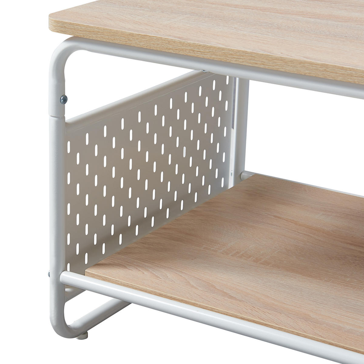 COUCHTISCH Dyrøy 100/50/43 cm - Eichefarben/Weiß, Metall (50/100/43cm) - [en.casa]