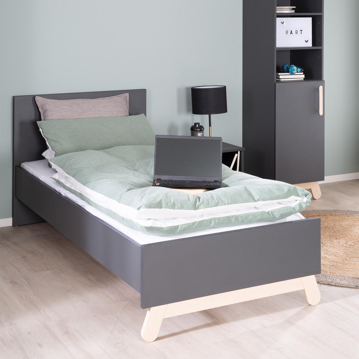 JUGENDBETT Jara 90x200 cm - Anthrazit, Holzwerkstoff (90/200cm) - Roba