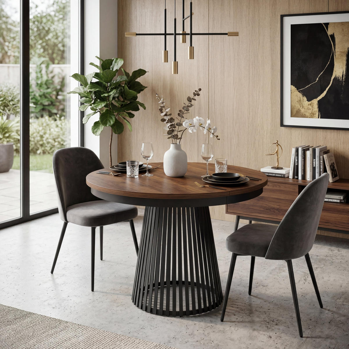 ESSTISCH TRAVIS Ausziehbar 100 - 180 / 100 x 76,6 cm - Schwarz/Braun, Holz (100/100/76.6cm) - MASSENO