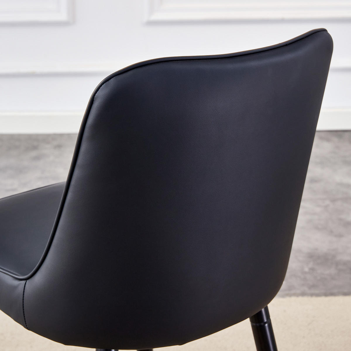 BARHOCKER 2er-Set 100 cm PU-Leder Schwarz mit Metallgestell - Schwarz, Metall (45/100/42cm) - Meubliv