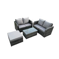 GARTENLOUNGE-SET Polyrattan Dunkelgrau 5-Sitzer - Dunkelgrau, Metall - Fimous