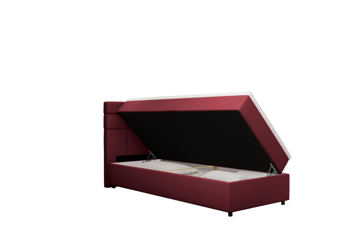 BOXBETT Reve 90 x 200 cm mit Bettkasten und Lattenrost ohne matratze - rot - Rot, Holz (90/200cm) - Panda Möbel