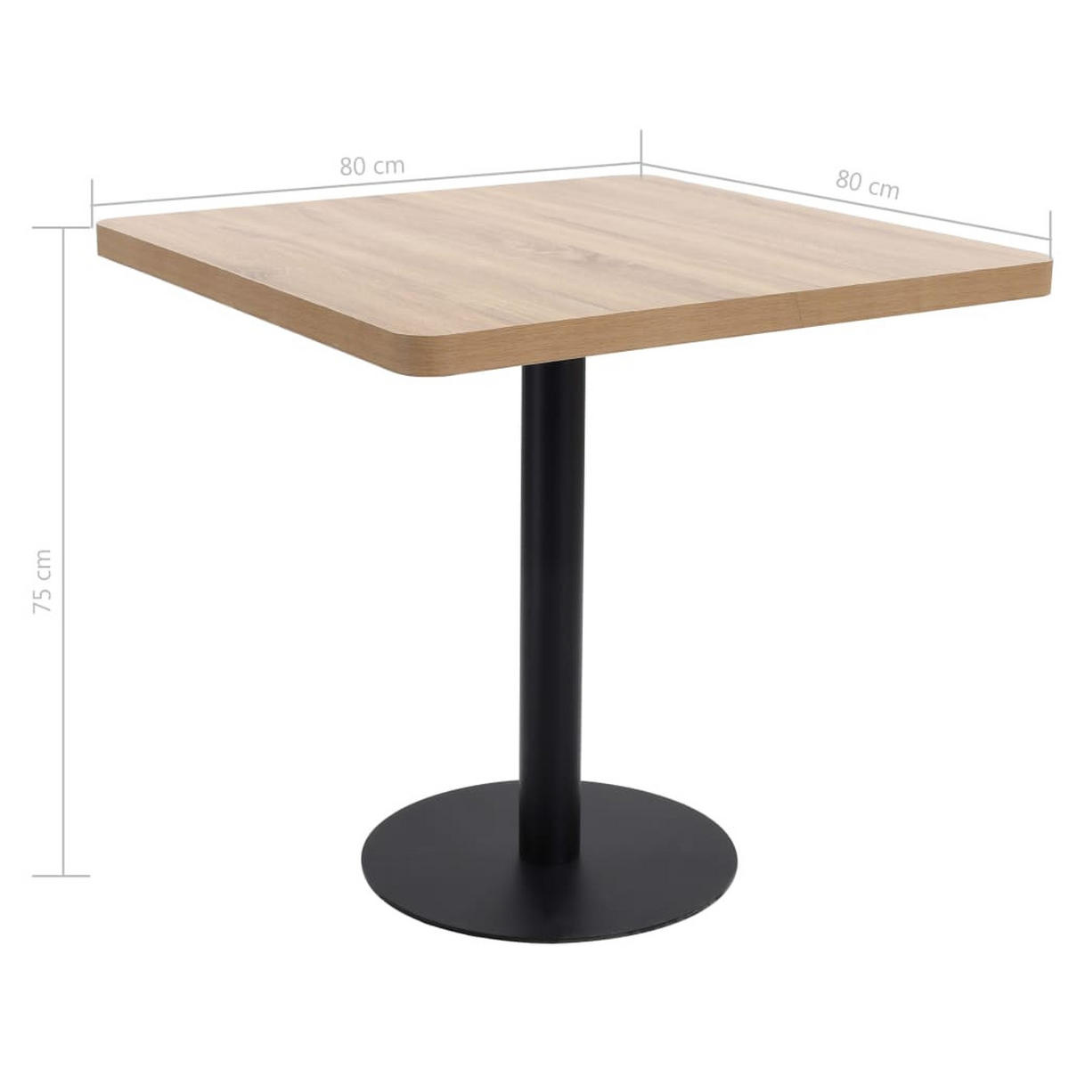 BISTROTISCH Industrial-Stil 80/80/75 cm aus Mdf, Stahl Hellbraun Quadratisch - Hellbraun, Holzwerkstoff (80/80/75cm) - vidaXL