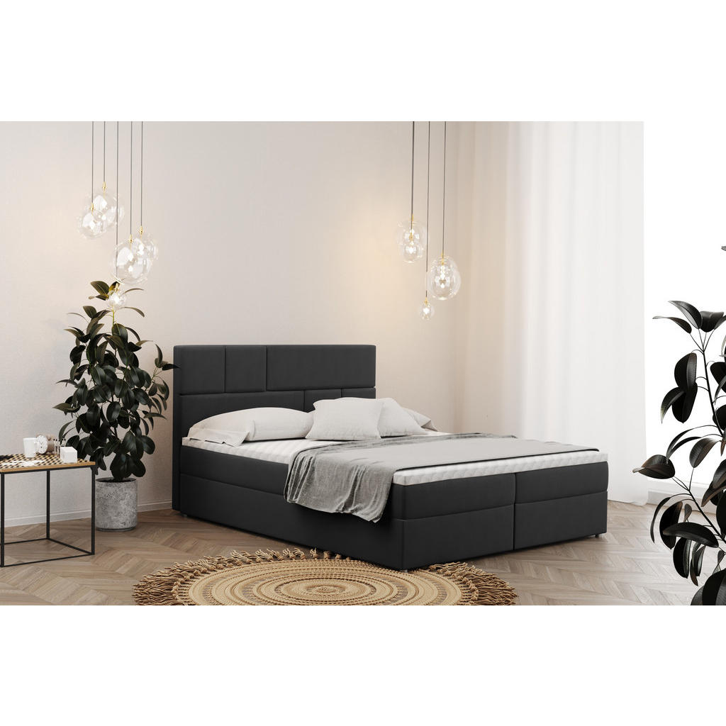 Thumbnail - Kaiser Möbel Boxbett, Dunkelgrau, Textil, H2, Höhe ca. 20 cm, einzeln stellbar, 200x200 cm, Schlafzimmer, Betten, Boxspr...