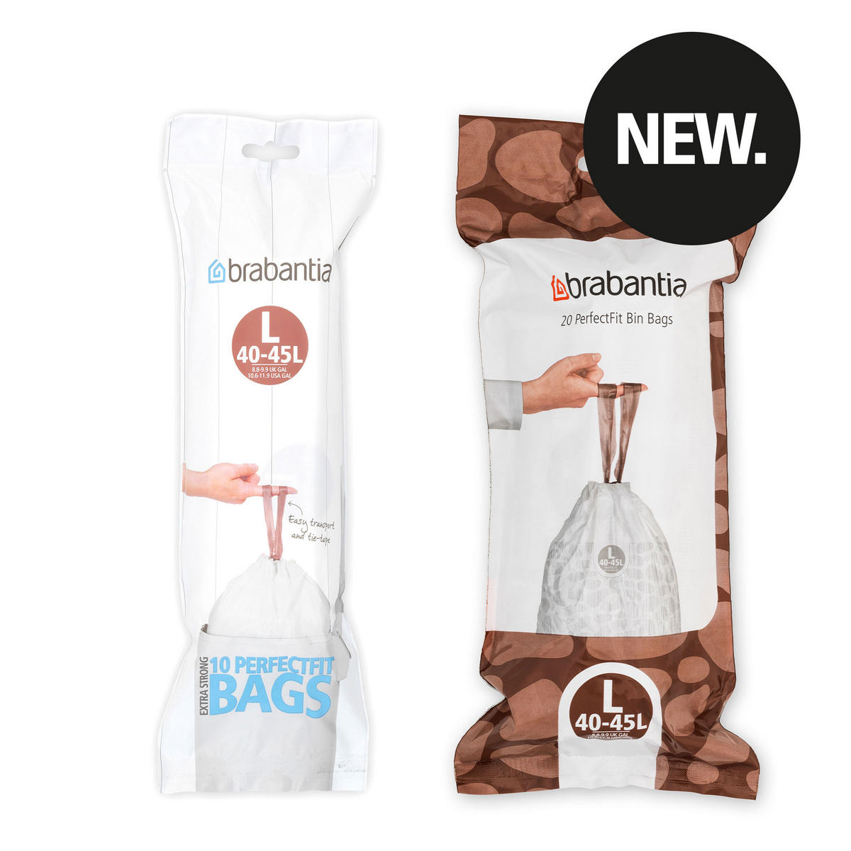 MÜLLBEUTEL PerfectFit Beutel 40-4 (L) - 20 Stück, White, 45 L - Weiß, Kunststoff (7.5/35.5/16cm) - Brabantia