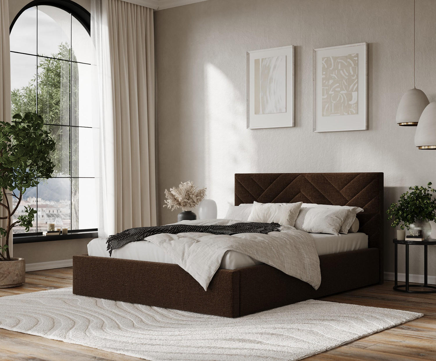 Thumbnail - AltaBeds Polsterbett, Braun, Textil, Buche, Kiefer, 180x200 cm, Oeko-Tex® Standard 100, Handmade in Europe, Reach, Schla...