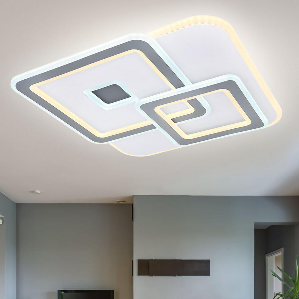 LED DECKENLEUCHTE Metall Weiß - Weiß, Metall (50/50/60cm)