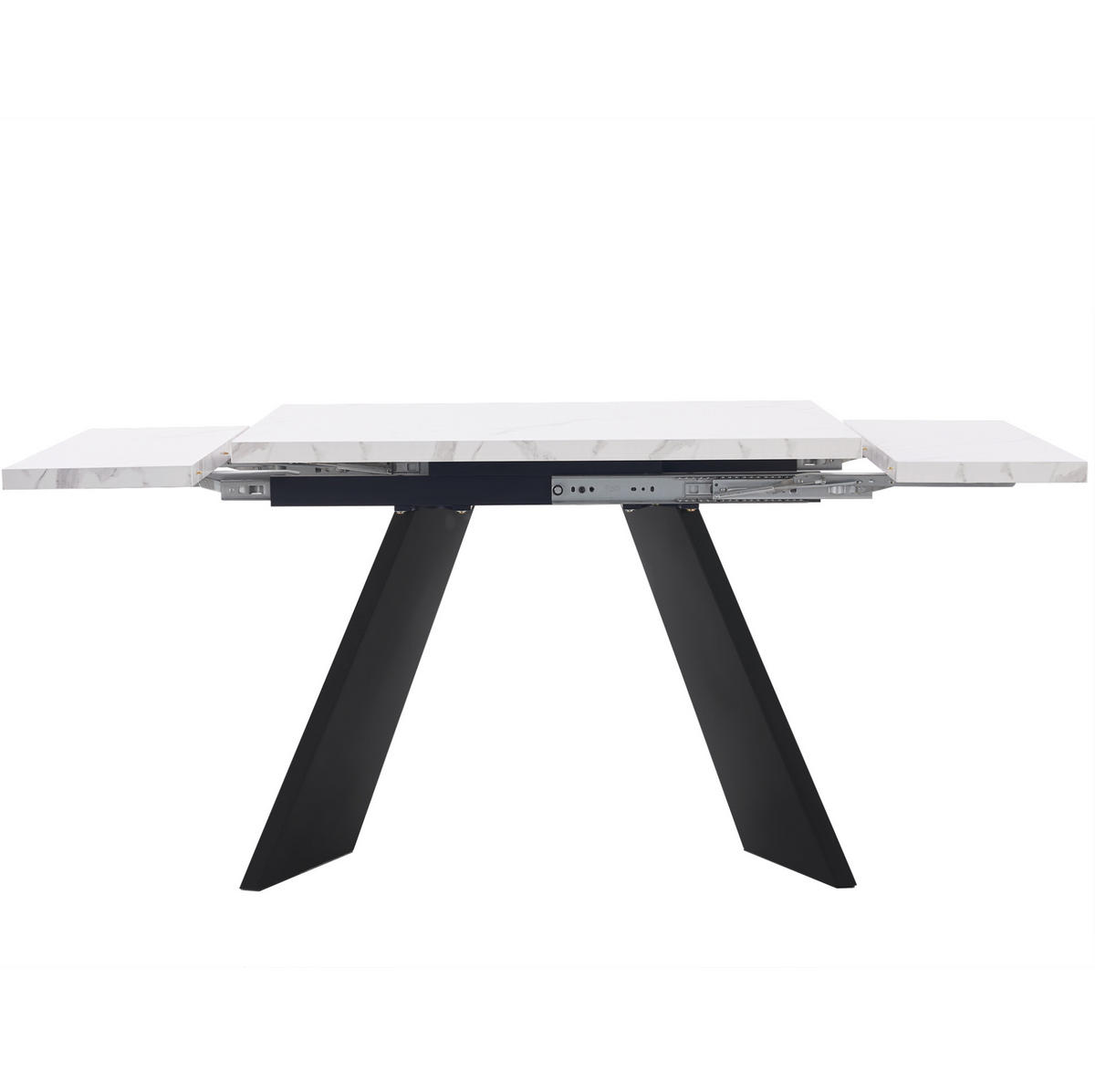 JEDÁLENSKÝ stôl 99-159/74/77 cm MDF/kov biely/čierny, rozkladací - biela, kompozitné drevo (159/74/77cm) - BEAOK