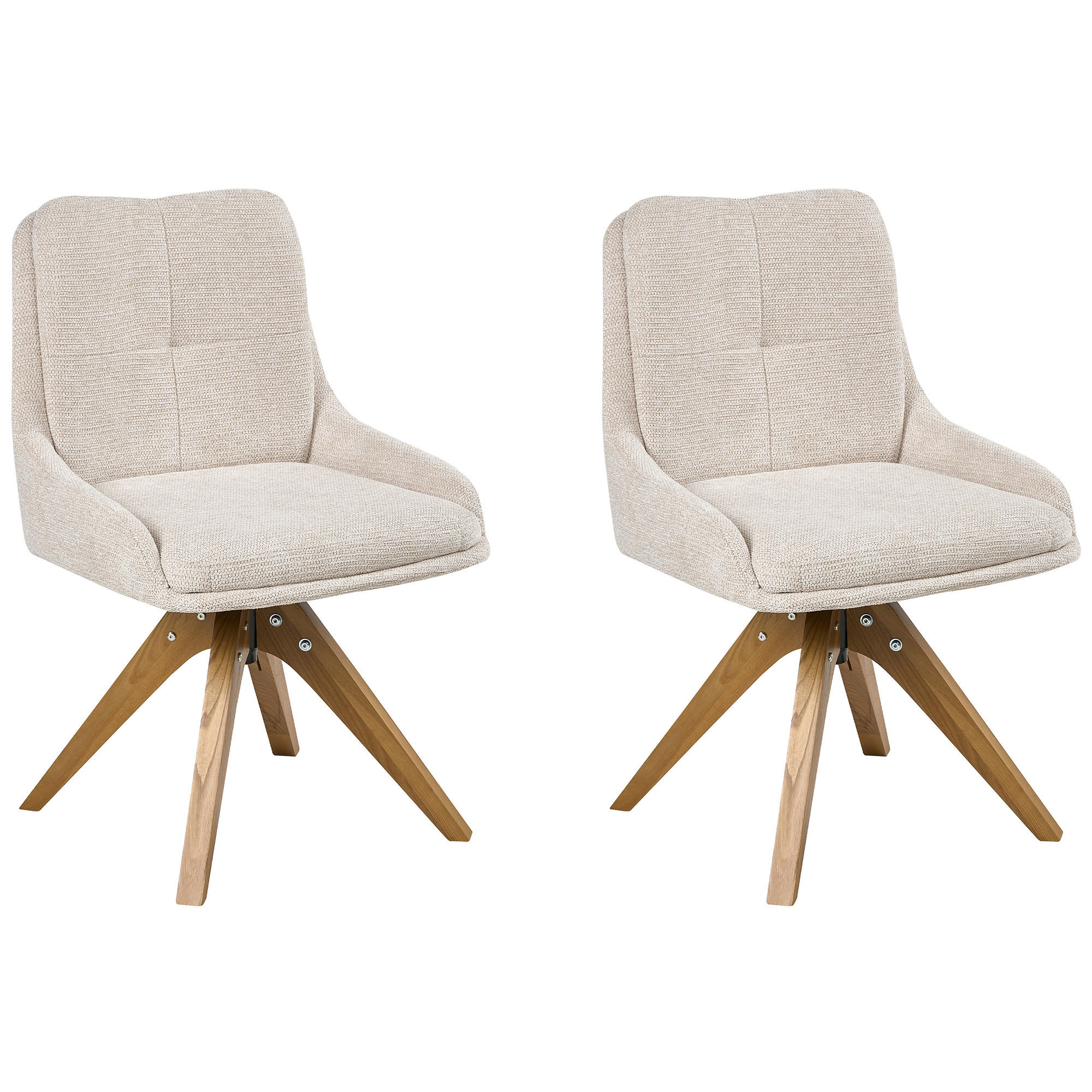 ESSZIMMERSTUHL 2er Set drehbar Stoff Hellbeige Dorris - Beige, Textil (64/86/66cm) - Beliani