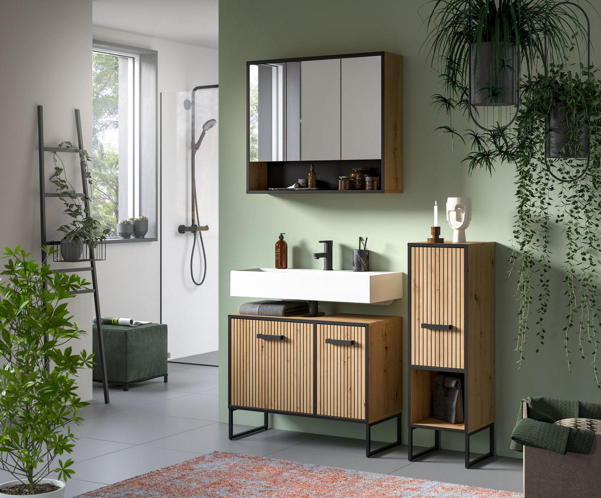 BAD-SET BAGNO 3-Tlg. (B/H/T: ca. 125/192/36 cm) in Artisan Oak Nachbildung/Artisan Oak Nachbildung - Eiche Artisan, Holzwerkstoff (125/192/36cm)