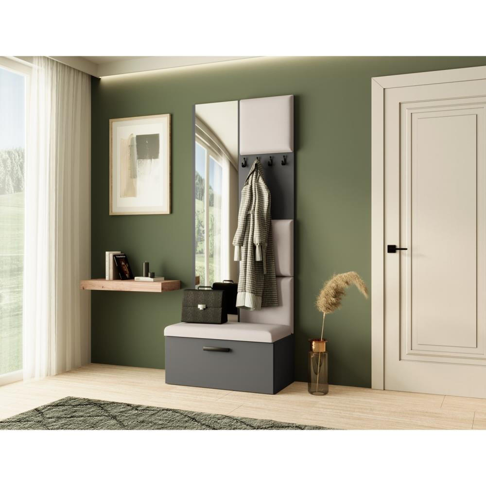 Thumbnail - Beautysofa Garderobe, Graphit, Beige, Kunststoff, 81x203x43 cm, Garderobe, Garderoben-Sets & Serien, Garderoben-Sets