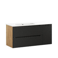 WASCHTISCHKOMBI 120 cm 3 Teile - Ocean Black O BM450 in Schwarz / Geölter Eiche - Schwarz, Holz/Keramik (120/57/46cm)