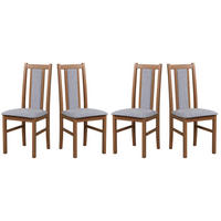 ESSZIMMERSTUHL - 4er-Set Bos 14 hell nussbaum soro 90 - Hellbraun/Hellgrau, Holz (43/94/40cm) - Leaf Design