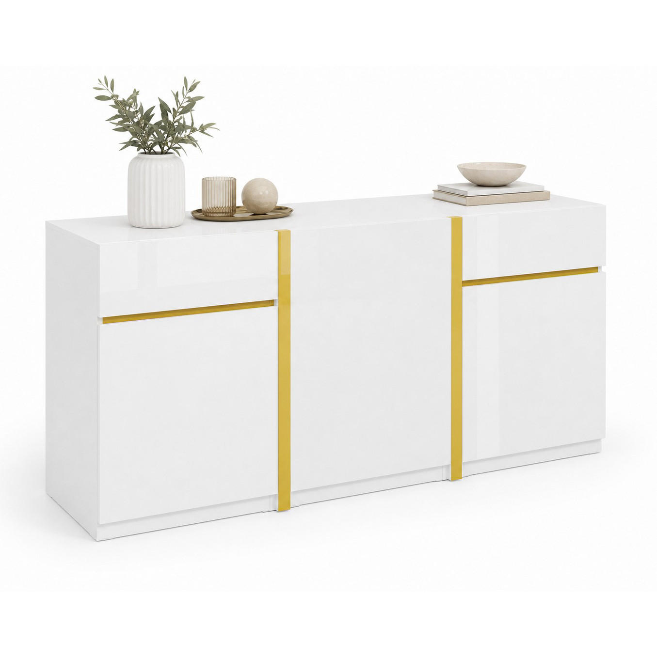 SIDEBOARD in Weiß mit Schubladen und Türen für Wohnzimmer und Esszimmer, B160/T40/H78 cm - Weiß, Holzwerkstoff (160/78/40cm) - STILVORA