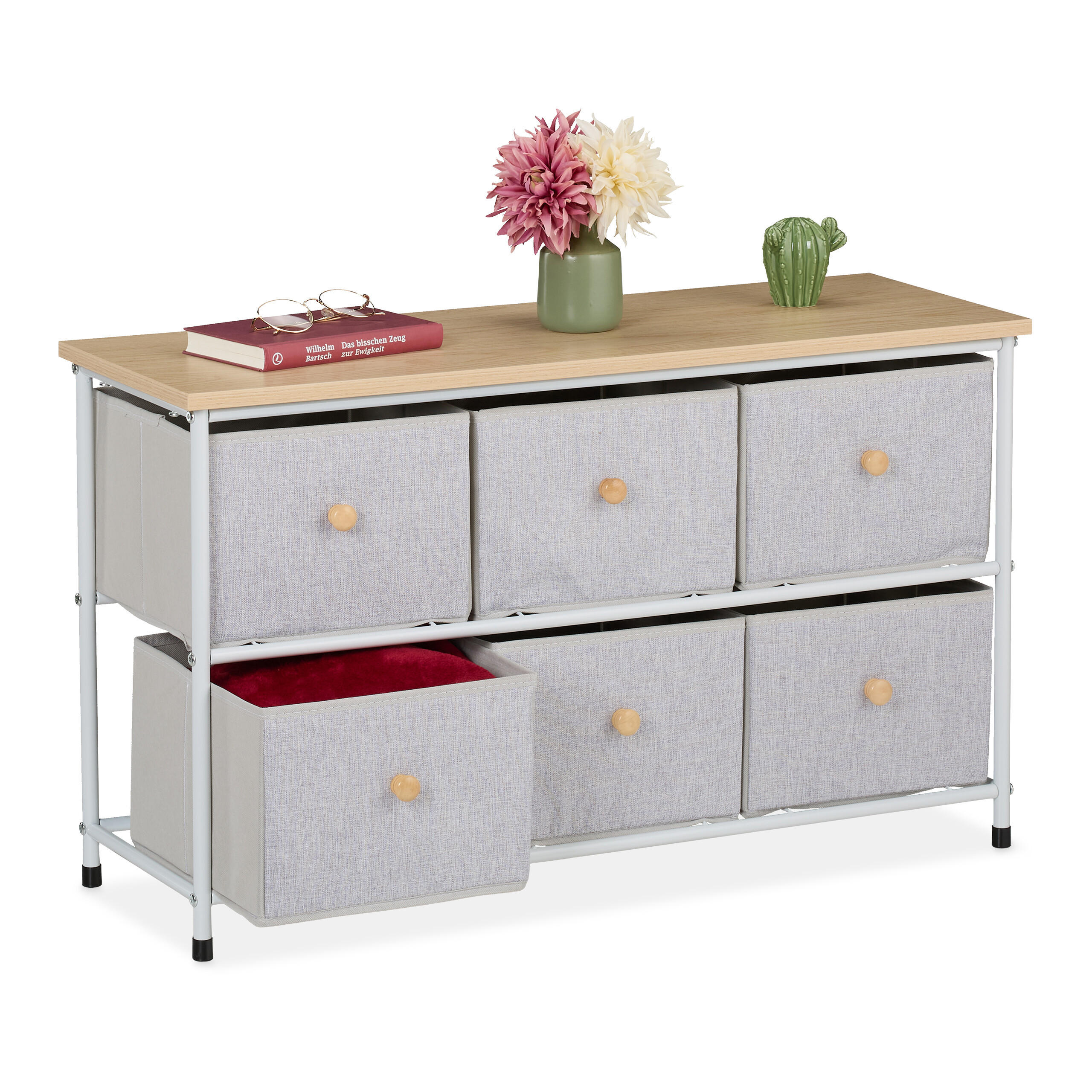 SIDEBOARD - Multicolor/Braun, Holz/Holzwerkstoff (87/51/32cm) - Relaxdays