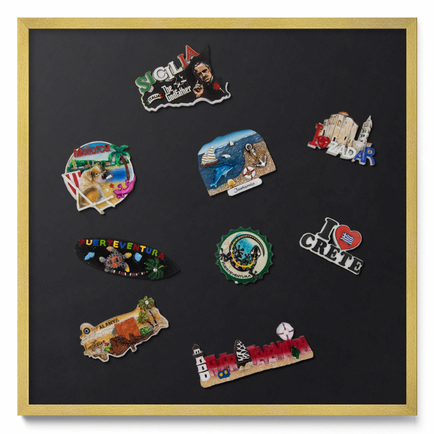 MAGNETTAFEL 50x50 cm Goldener Rahmen Farbe Schwarz - Mooreichefarben, Metall (50/50/0.4cm) - TULUP