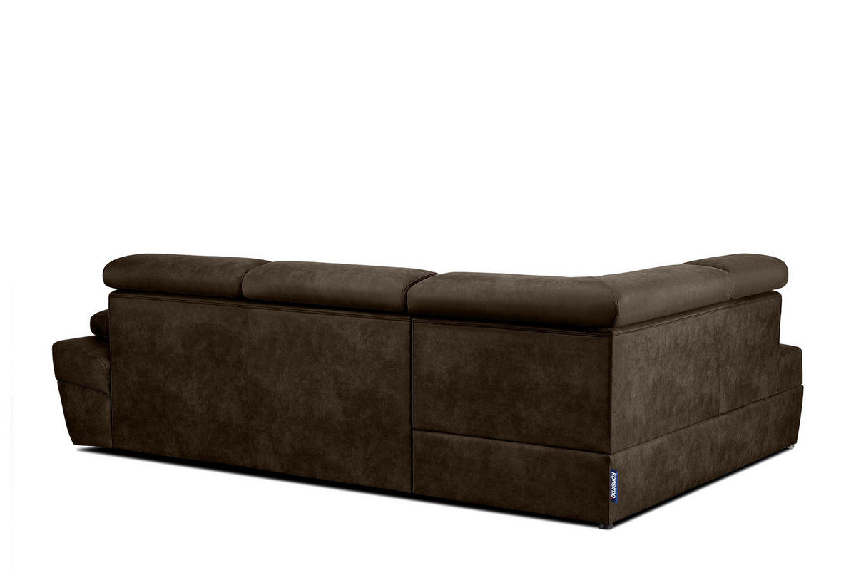 SCHLAFECKSOFA RATLO links 4/5-Sitzer mit Bettkasten in Lederoptik, braun - Silberfarben/Braun, Textil (270/190cm) - KONSIMO®