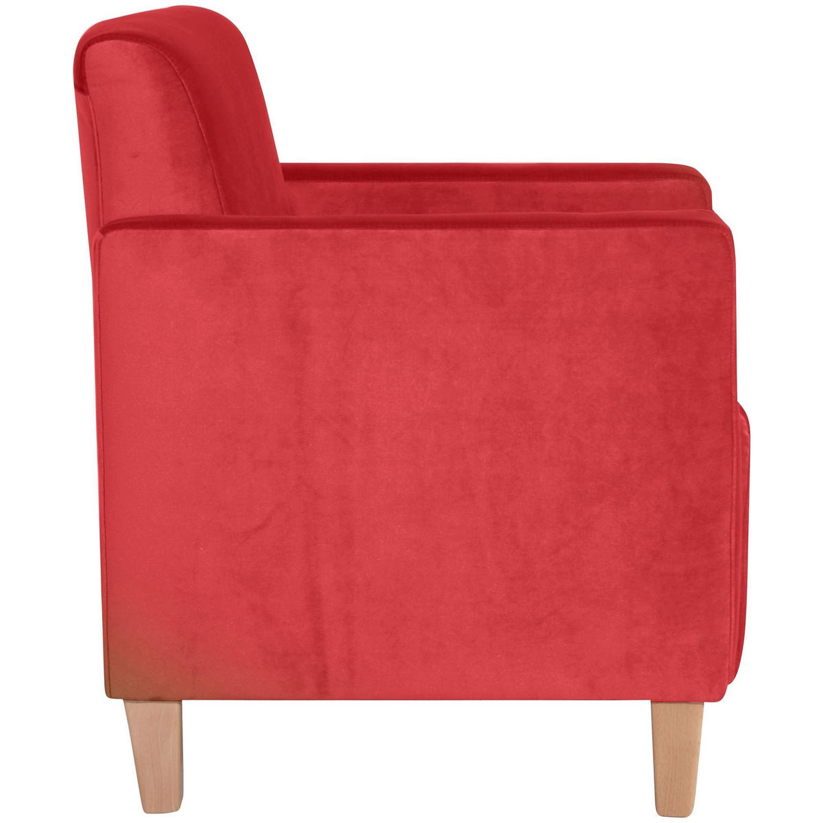 SESSEL Karol Bezug Samtvelours Buche natur / rot - Rot, Kunststoff (71/81/70cm) - 58aufmkessel