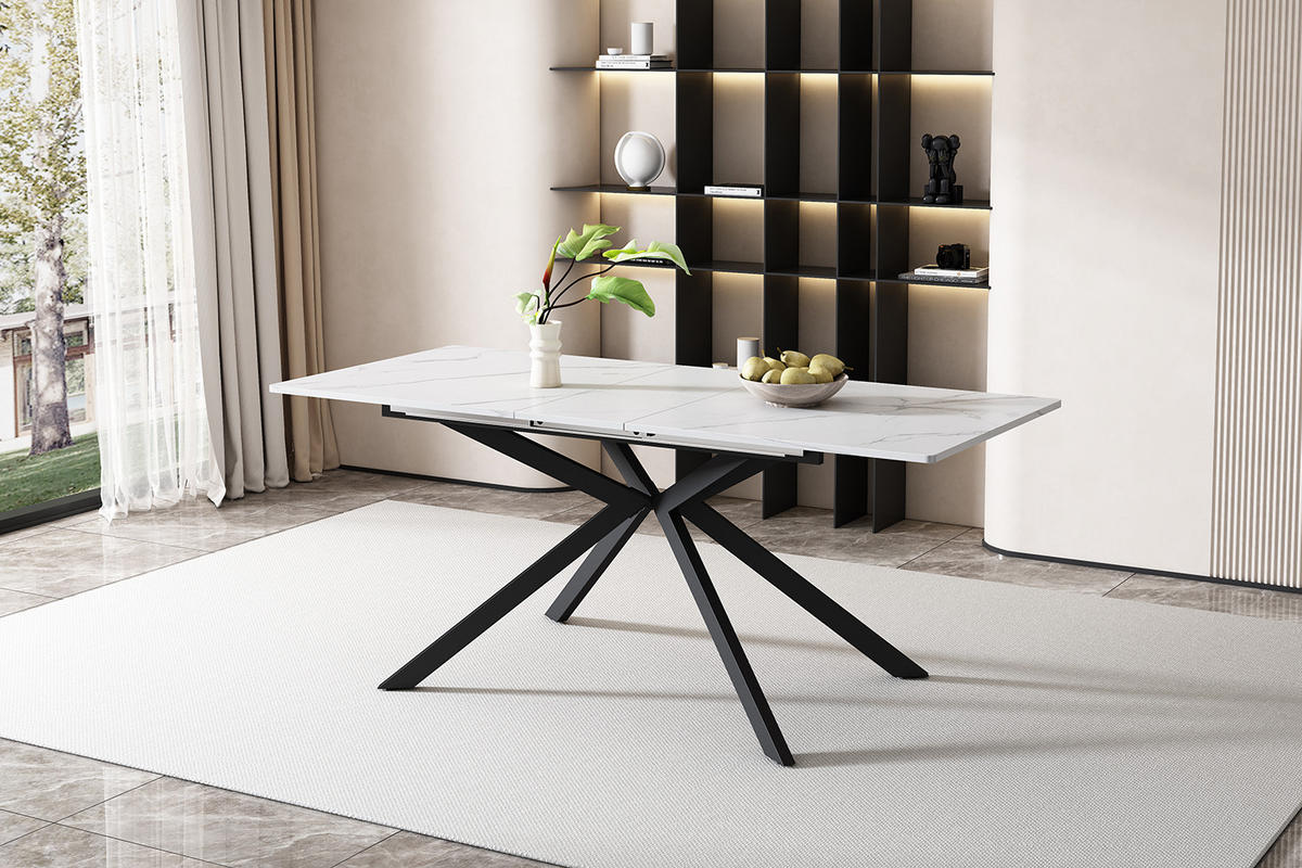 AUSZIEHTISCH Marmoroptik Schwarz/Weiß 150-180/70/75.5 cm - Schwarz, Holz (70/180/75.5cm) - PANGIVO