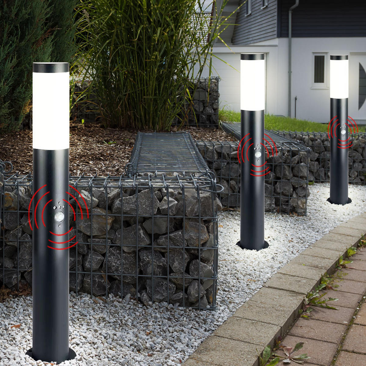 LED STEHLEUCHTE Edelstahl Anthrazit - Anthrazit, Metall (7.6/11/80cm) - Globo Lighting