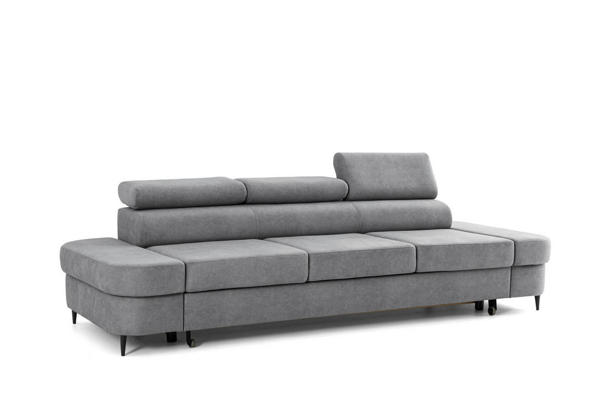 3-SITZER Sofa PRIAM mit Schlaffunktion 125x317 Velours Grau - Schwarz/Grau, Holz/Textil (278/95/102cm) - Muffo