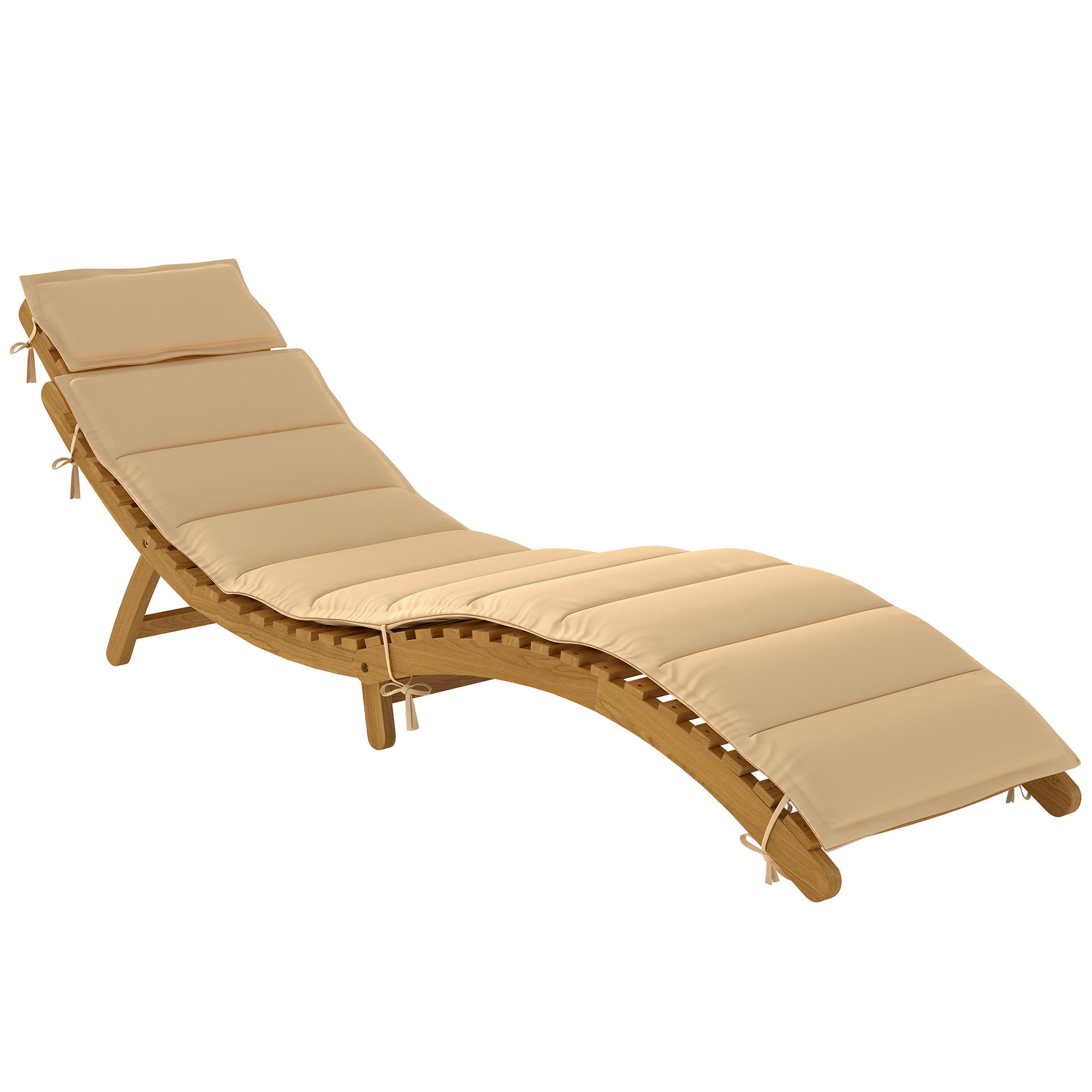 SONNENLIEGE aus Akazienholz Polyester Beige - Beige/Akaziefarben, Holz/Textil (54/63/183cm) - Outsunny