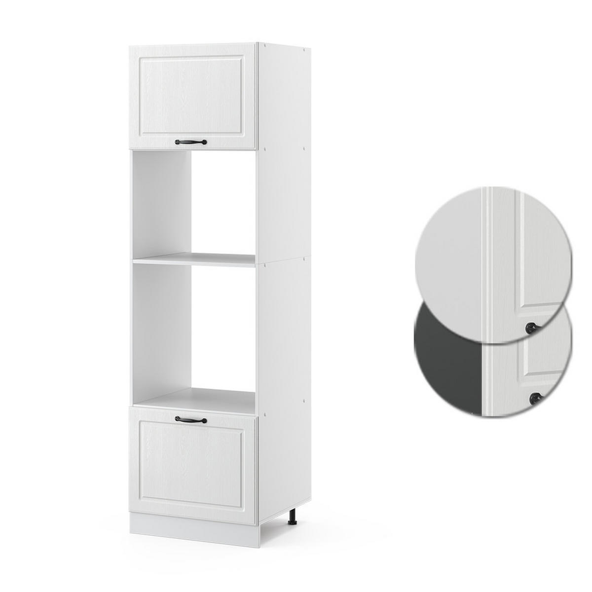 MIKROWELLENSCHRANK R-Line Weiß Landhaus 60 cm - Creme/Weiß, Holzwerkstoff (60/206.8/57.2cm) - Vicco