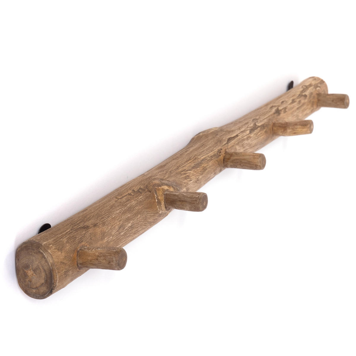GARDEROBENLEISTE Lyra 80 Teak Massivholz, 5 Haken naturfarben - Naturfarben, Holz (80/6/5cm) - DESIGN DELIGHTS
