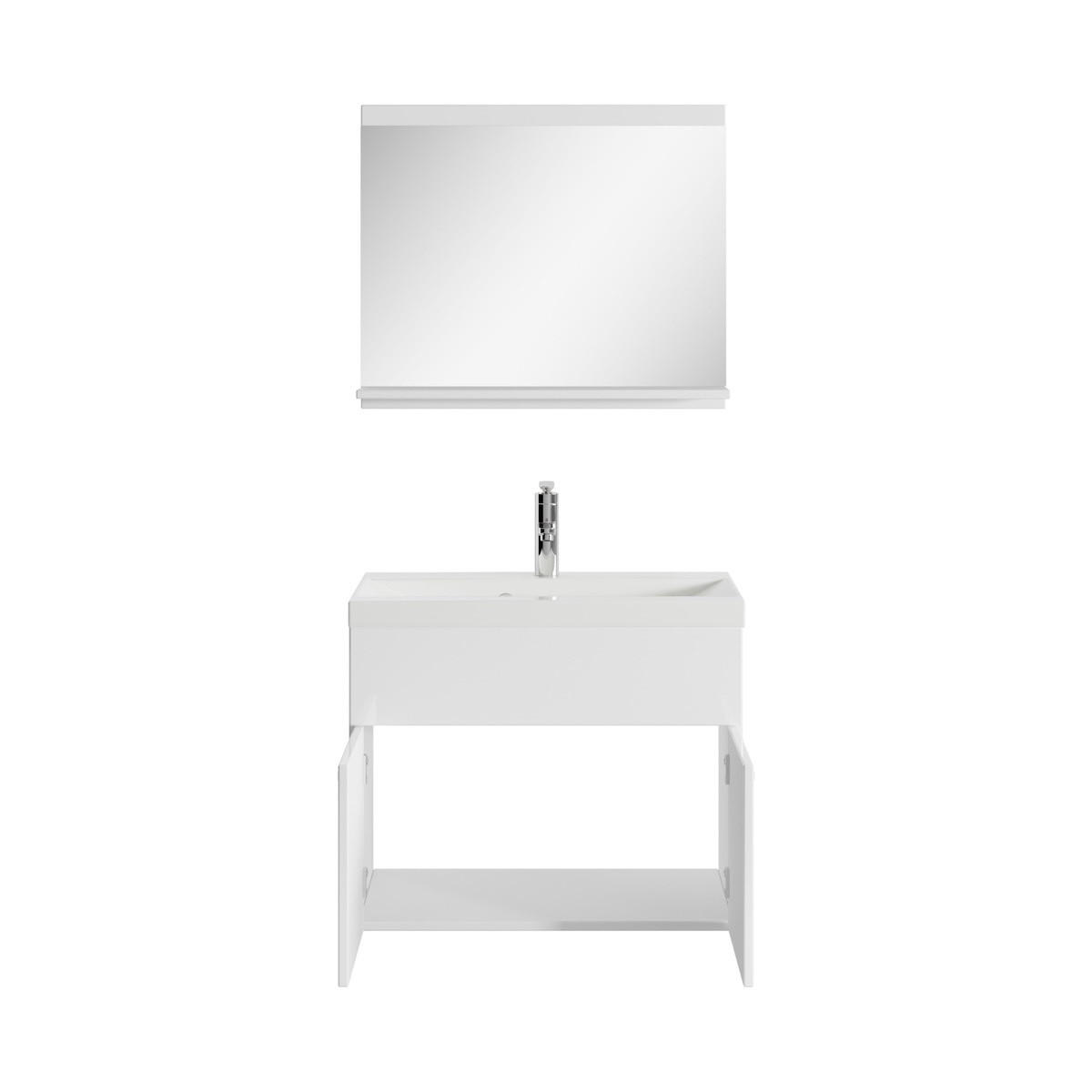 BADMÖBEL-SET Montreal 02 3 Teile Weiß Hochglanz - 60 x 35 x 51 cm - Chromfarben/Weiß, Holz/Metall (60/51/35cm) - Badplaats
