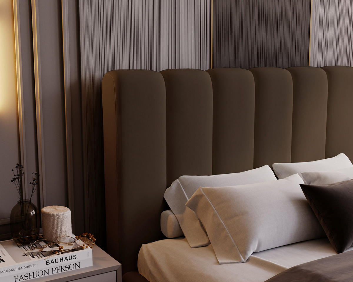 DOPPELBETT 160x200 Valetta mit Bettkasten, Velvet Braun - Braun, Holz/Textil (160/200cm) - Emporius