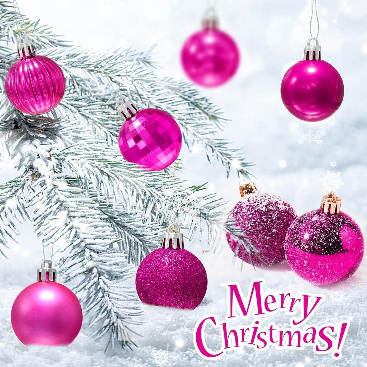 WEIHNACHTSKUGELN 36-teiliges Set Kunststoff 4 cm - Pink, Kunststoff (4/4/4cm)