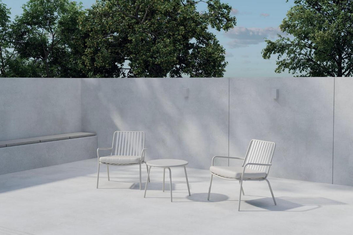 LOUNGE-SET, Mykonos, Beige, Stahl, 50 x 50 x 40 cm, 3-teilig - Beige, Metall - ebuy24