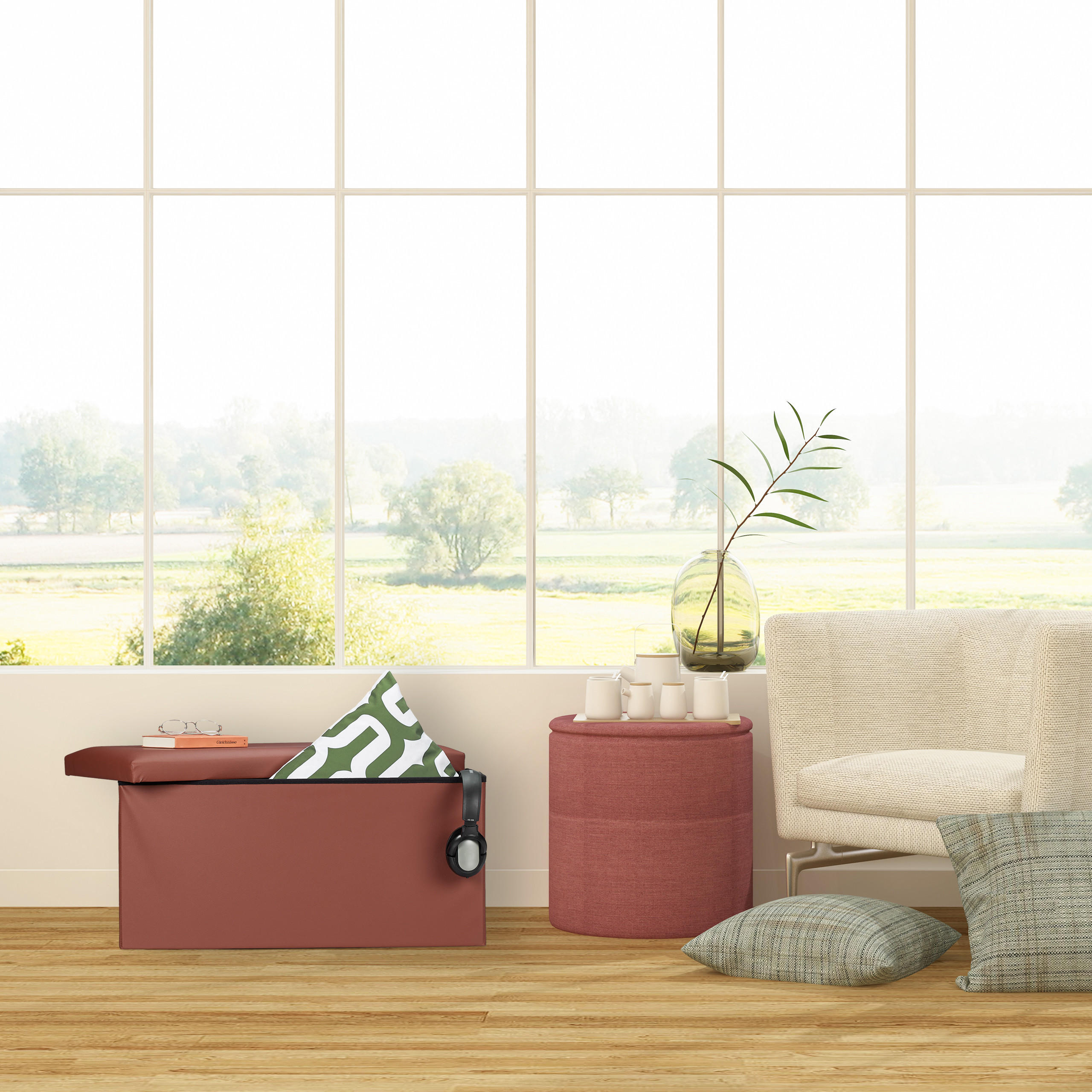 SITZBANK - Braun, Holzwerkstoff/Kunststoff (76.5/37.5/38.5cm) - Relaxdays